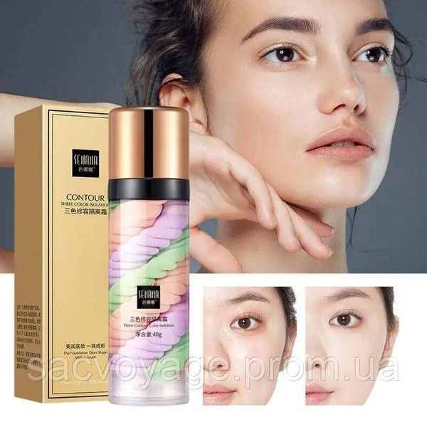 База - основа под макияж для лица трехцветная Senana Contour Three Isolation Face Balancing 3в1 40мл 040309-10 фото