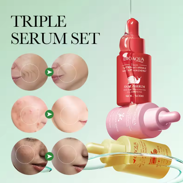 Бьюти бокс из сывороток для лица Bioaqua Serum Combination Set 3 шт. по 30мл 0202042 фото