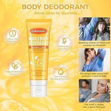 Део - крем дезодорант антиперспірант Lakerain WHOLE BODY DEODORANT Invisible Cream 72 HOUR ODOR CONYTROL 85мл 0210101 фото