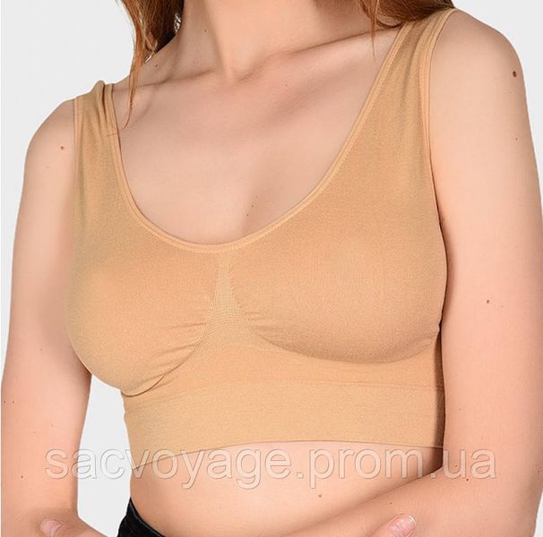 Бюстгальтер - топ бесшовный Air Bra, бежевый телесный S, M, L, XL, 2XL, 3XL, 4XL 080201 фото