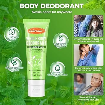 Део - крем дезодорант антиперспирант Lakerain WHOLE BODY DEODORANT Invisible Cream 72 HOUR ODOR CONYTROL 85мл 0210104 фото