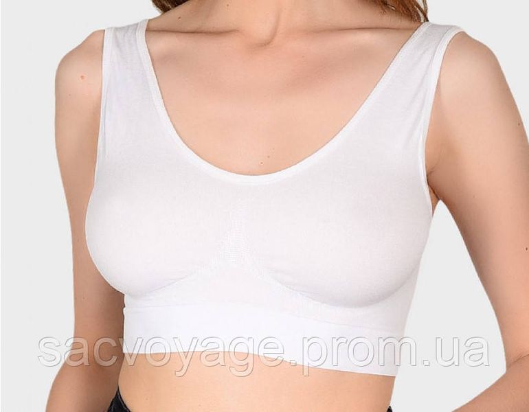 Бюстгальтер - топ безшовний Air Bra білий S, М, L, XL, 2XL, 3XL, 4XL 080202 фото