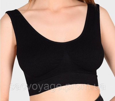 Бюстгальтер - топ безшовный Air Bra, черный S, M, L, XL, 3XL, 4XL 080203 фото