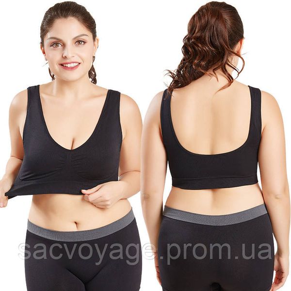 Бюстгальтер - топ безшовний Air Bra, чорний S, M, L, XL, 3XL, 4XL 080203 фото