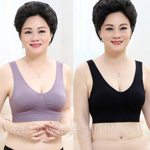 Бюстгальтер - топ безшовний Air Bra, чорний S, M, L, XL, 3XL, 4XL 080203 фото