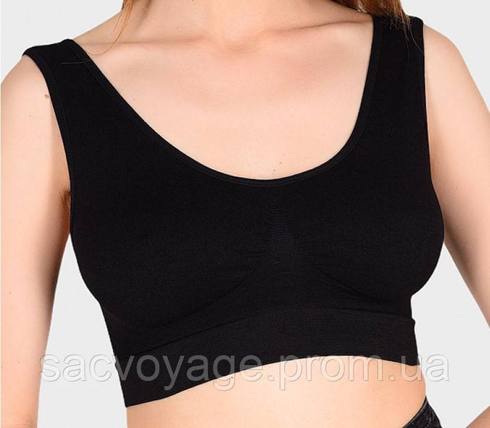 Бюстгальтер - топ безшовний Air Bra, чорний S, M, L, XL, 3XL, 4XL 080203 фото