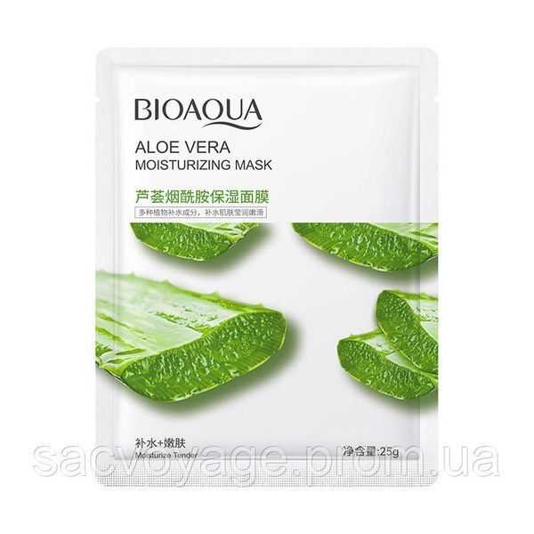 Тканинна маска для обличчя BIOAQUA Aloe Vera Moisturizing Mask з екстрактом алое 25 г 010203 фото