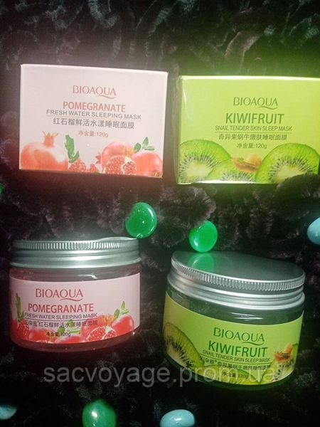 Маска гелева нічна для обличчя з ківі та муцином равлика Bioaqua Kiwifruit Snail Tender Skin Sleep Mask, 120 мл 0101010 фото