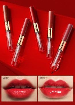 Матова помада + блиск для губ Venzen Long - lasting Double Lip Glaze відтінок №1 brick red 040909 фото