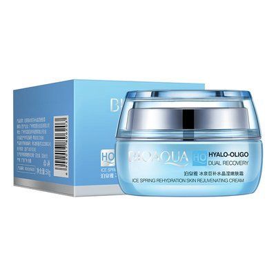 Антивіковий крем для обличчя BIOAQUA HYALO-OLIGO Dual Recovery Smoothing Cream  з олігомером гіалуроновї кислоти 50мл 0302001 фото