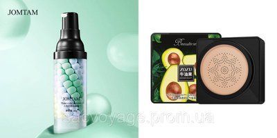 Кушон тон 01 натуральний Zozu Avocado + база - основа під макіяж для обличчя триколірна jomtam 0408020 фото