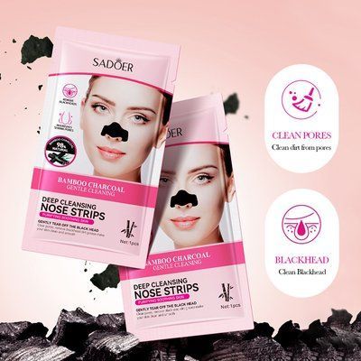 Очищаюча смужка для видалення чорних цяток патчі для носа  Sadoer bamboo charcoal gentle з бамбуковим вуглем 6шт. 0104001 фото