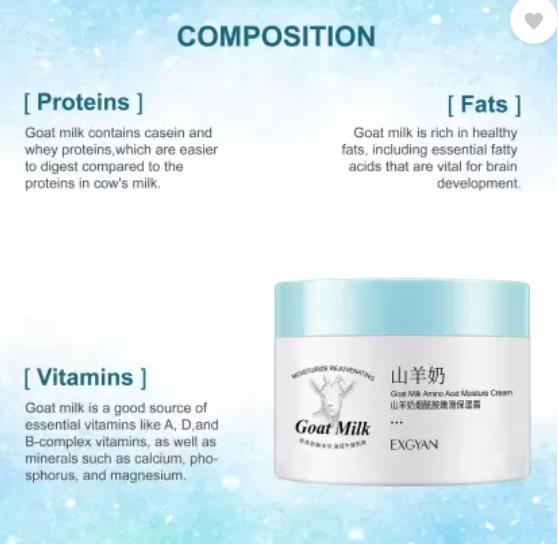 Крем для сухої шкіри  Exgyan Goat milk Moisturizing Lock water Cream  з молока кози  та ніациамідом 140мл 0302033 фото