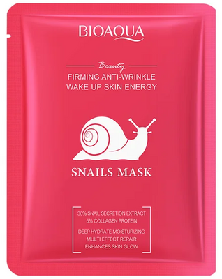 Тканинна маска Bioaqua Beauty Firming Anti Wrinkle Wake Up Skin Energy Snails Mask 25мл 0102045 фото