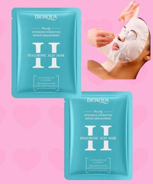 Тканинна зволожуюча маска для обличчя BIOAQUA Hyaluronic Acid Intensive Hydration Facial Sheet Mask, 25мл 0102046 фото