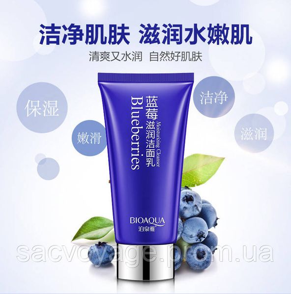 Антиоксидантная пенка для умывания с экстрактом черники Bioaqua Blueberry Wonder Cleanser 100мл 060203 фото