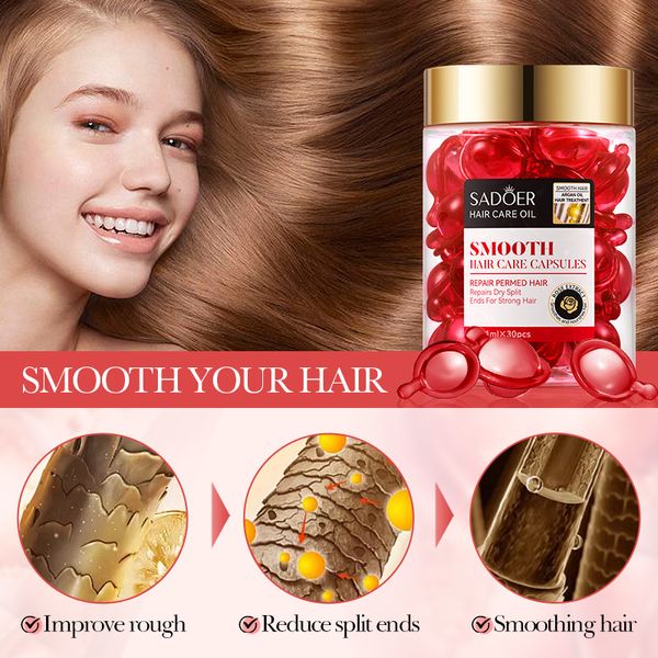 Набор капсул для волос SADOER Hair Care Argan Oil с маслом марокканского ореха жожоба розы и кератина 30 штук 0140406 фото