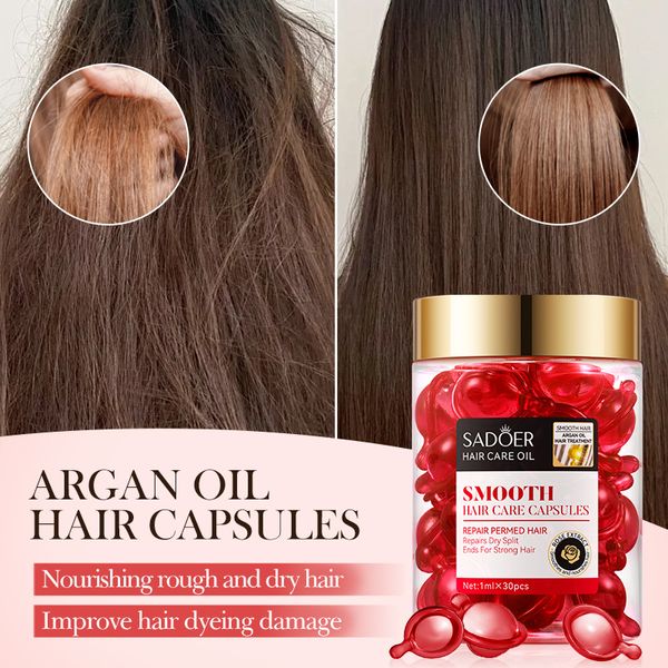 Набор капсул для волос SADOER Hair Care Argan Oil с маслом марокканского ореха жожоба розы и кератина 30 штук 0140406 фото