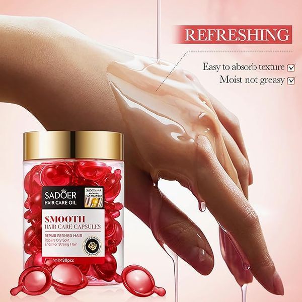 Капсули для волосся SADOER Hair Care Argan Oil з олією марокканського горіха жожоба троянди та кератину  1 капсула 0140407 фото