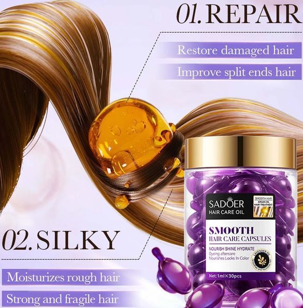 Набір капсул для волосся SADOER Hair Care Argan Oil з олією марокканського горіха жожоба лаванди та кератину  30 штук 0140409 фото