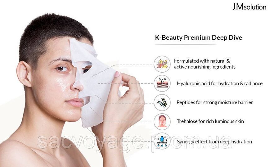 Тканинна маска з екстрактом ікри та золотом 24К JMsolution Active Golden Caviar Nourishing Mask Prime 30мл 0102031 фото