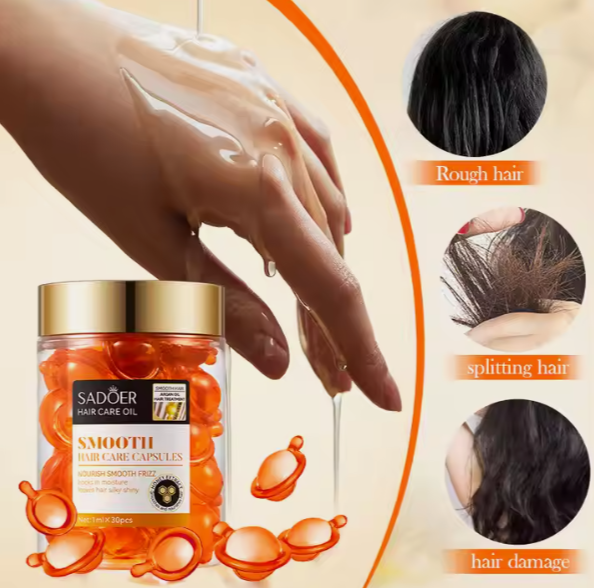 Набір капсули для волосся SADOER Hair Care Argan Oil з олією марокканського горіха жожоба медом та кератину  30 штук 01404015 фото