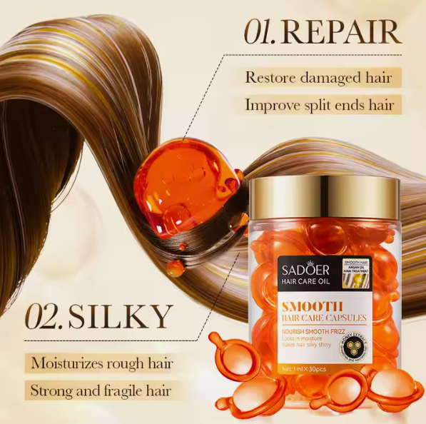 Набір капсули для волосся SADOER Hair Care Argan Oil з олією марокканського горіха жожоба медом та кератину  30 штук 01404015 фото