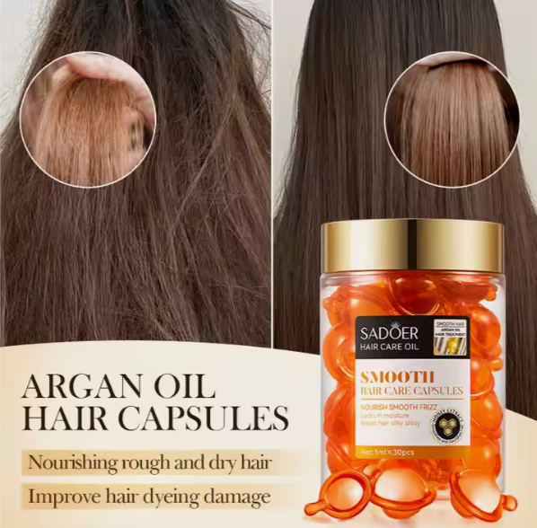 Набір капсули для волосся SADOER Hair Care Argan Oil з олією марокканського горіха жожоба медом та кератину  30 штук 01404015 фото