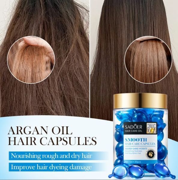 Набір капсули для волосся SADOER Hair Care Argan Oil з олією марокканського горіха жожоба оливи та кератну  30 штук 01404018 фото