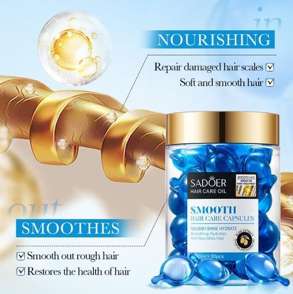 Набір капсули для волосся SADOER Hair Care Argan Oil з олією марокканського горіха жожоба оливи та кератну  30 штук 01404018 фото