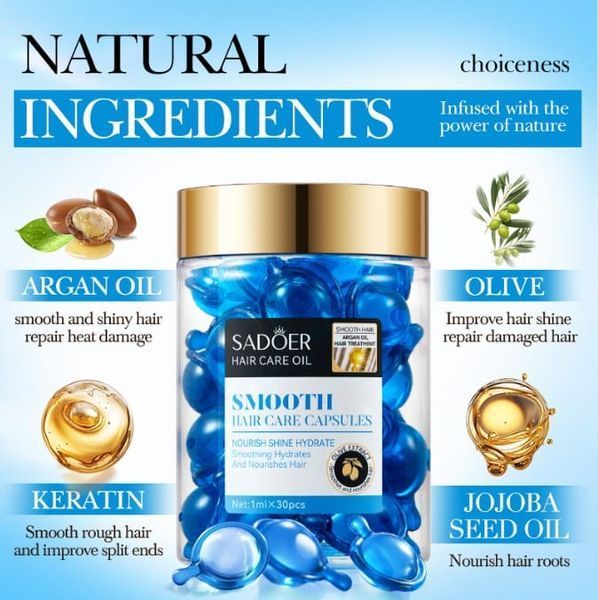Набір капсули для волосся SADOER Hair Care Argan Oil з олією марокканського горіха жожоба оливи та кератну  30 штук 01404018 фото