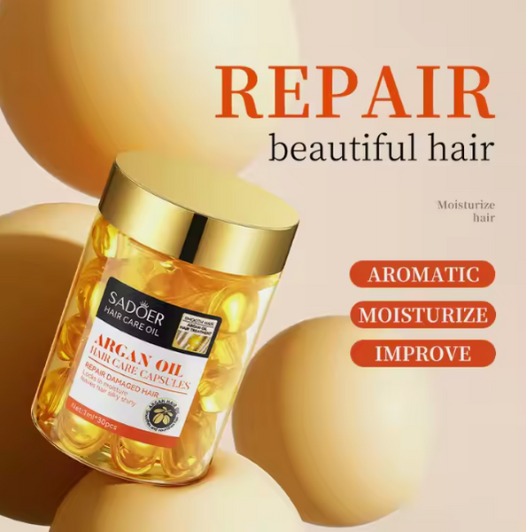 Набір капсули для волосся SADOER Hair Care Argan Oil з олією марокканського горіха жожоба прополісу та кератину  30 штук 01404021 фото