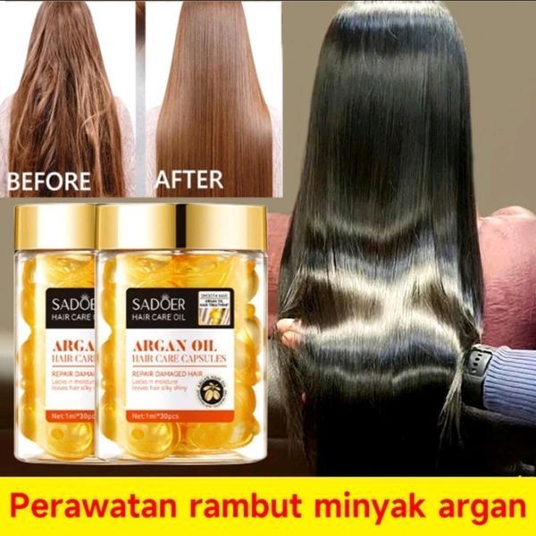 Набір капсули для волосся SADOER Hair Care Argan Oil з олією марокканського горіха жожоба прополісу та кератину  30 штук 01404021 фото