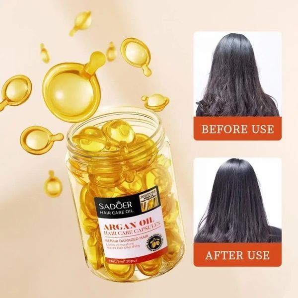 Набір капсули для волосся SADOER Hair Care Argan Oil з олією марокканського горіха жожоба прополісу та кератину  30 штук 01404021 фото