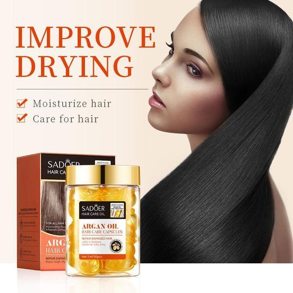 Набір капсули для волосся SADOER Hair Care Argan Oil з олією марокканського горіха жожоба прополісу та кератину  30 штук 01404021 фото