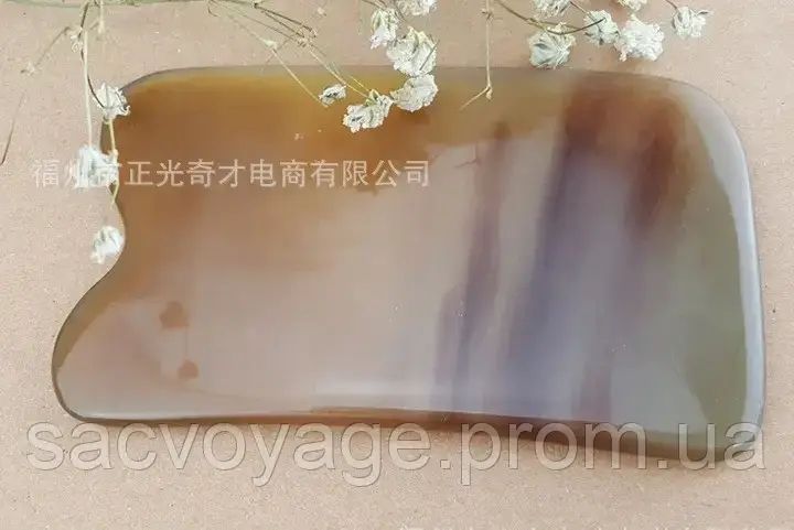 Скребок Гуаша прямокутний з екопластику янтарного кольору 0701013 фото