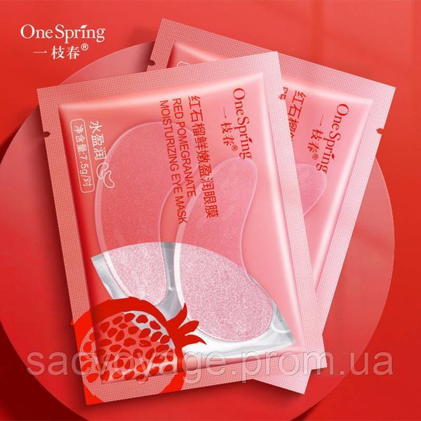 Гідрогелеві патчі для шкіри навколо очей One Spring Red Pomegranate Moisturizing Eye Mask з екстрактом гранату 050002 фото