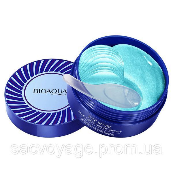 Гідрогелеві патчі з колагеном медузи та мідними пептидами Bioaqua Blue Copper Peptide Essence Eye Mask 0501005 фото