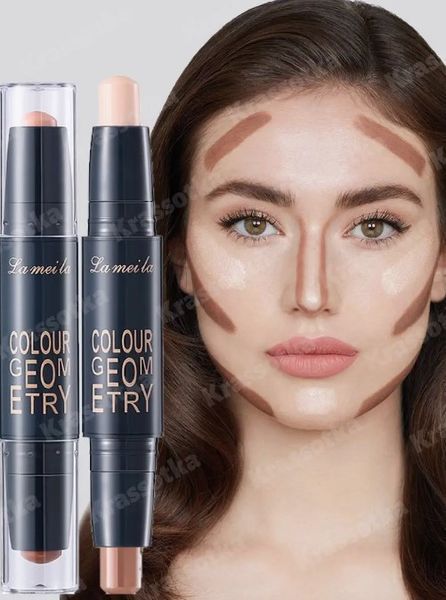 Олівець для контурінгу обличчя двустороній 2 в 1 Lameila colour geomety Contouring Stick тон 02 айворі 040607 фото