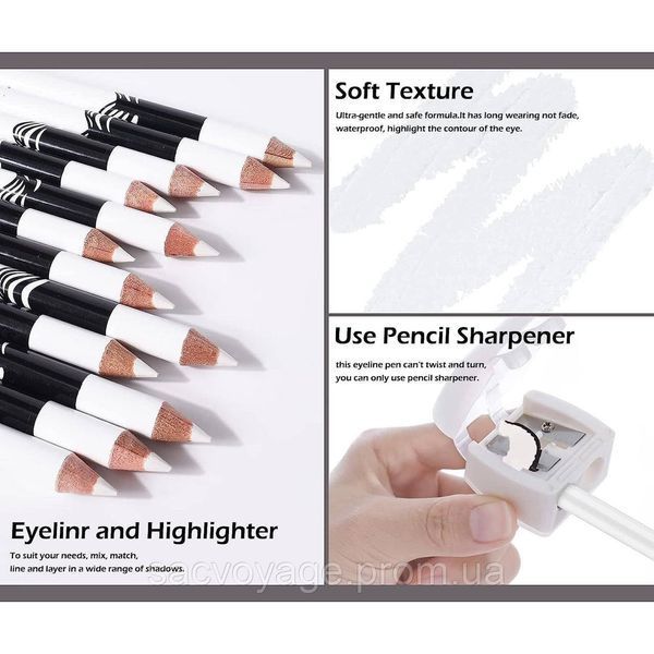 Карандаш 3 в 1 для очей для губ для брів Menow soft eyeliner pensil білий 0401020 фото