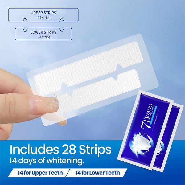 Смужки для освітлення зубів 7D WHITE HCHNOLOGY DRY STRIP від зубного нальоту 7 пар 0150208 фото