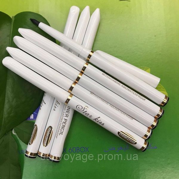 Механічний олівець для очей Star kiss у білому корпусі зvitavine - A&E, waterproof, чорний 4г 040104 фото