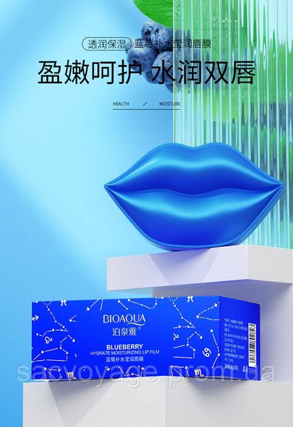 Патчи для губ Bioaqua Blueberry Moisturizing Lip Mask с черникой 20 штук 050205 фото